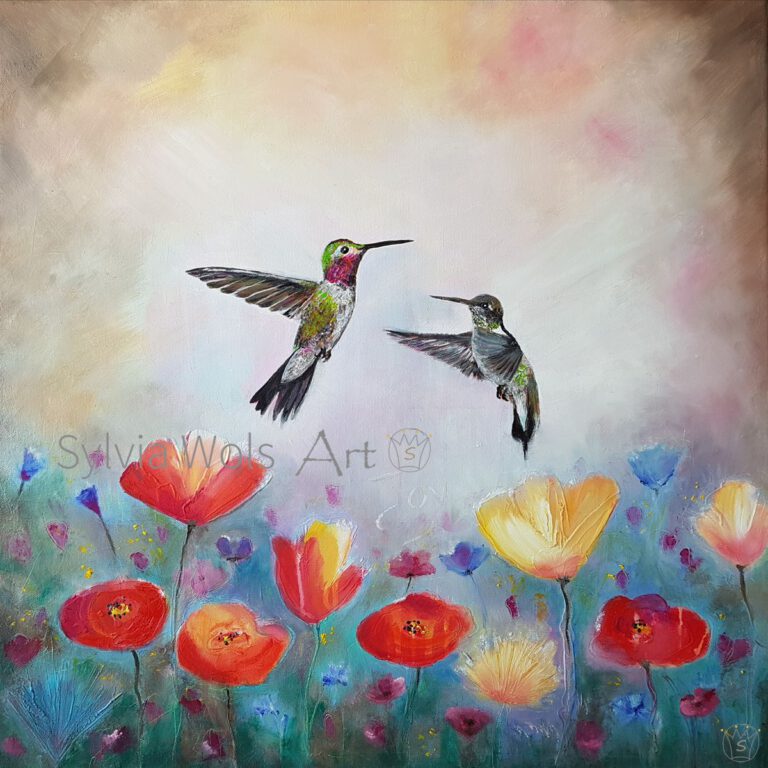 Hummingbirds dancing